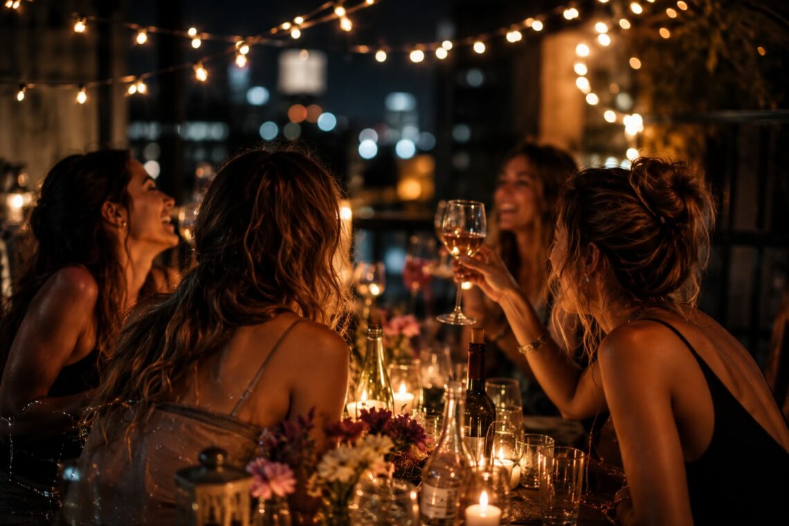 Soirée entre amies pour illustrer un jeu d’écriture anniversaire.