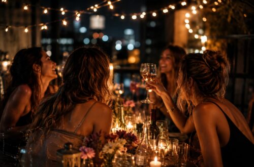 Soirée entre amies pour illustrer un jeu d’écriture anniversaire.